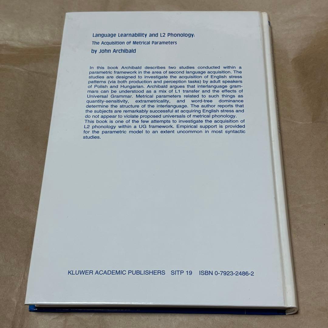 洋書 Language Learnability and L2 Phonology