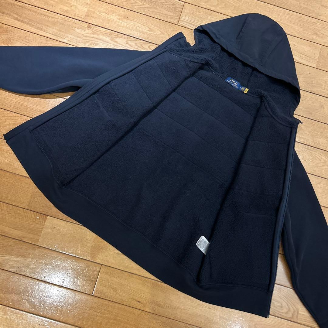 【極美品】 POLO RALPH LAUREN 裏ボア付きフードパーカーネイビー