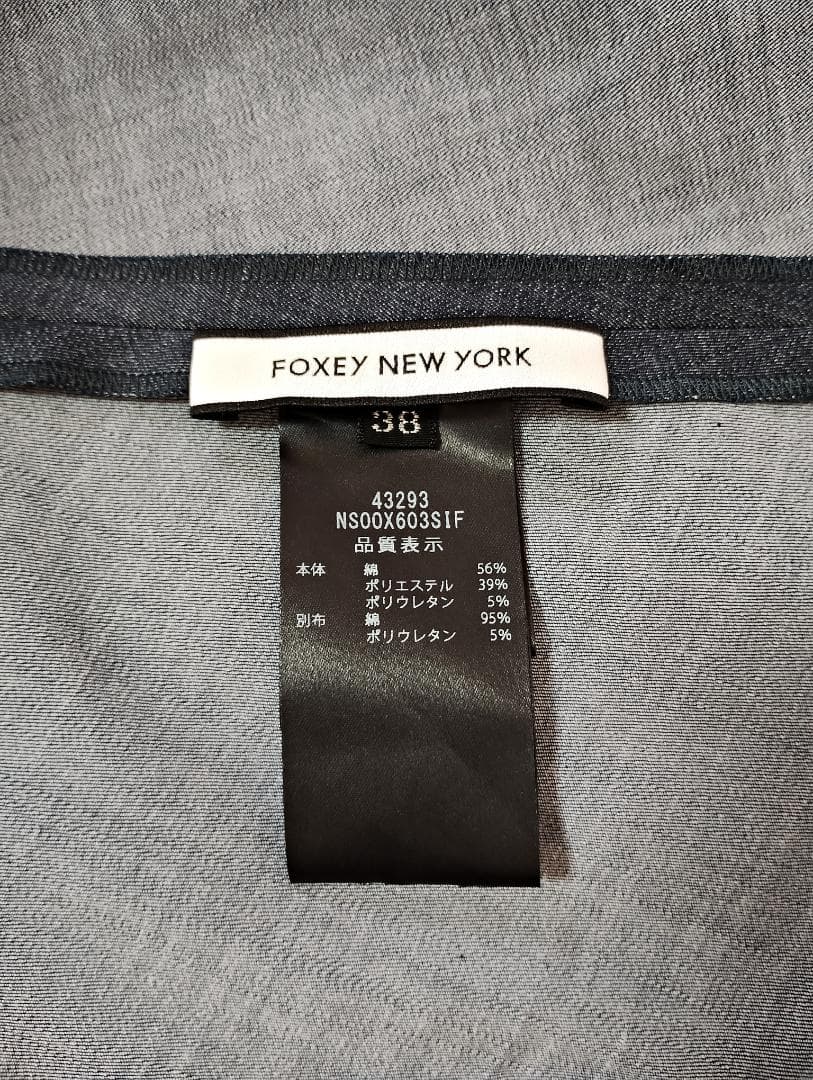 極美品 FOXEYフォクシー 3way 白襟 ビジュー襟 デニム ワンピース38