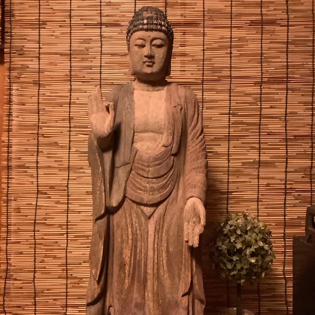室町・本師本仏「阿弥陀如来」仏説無量寿経・仏説無量寿経・寺院放出・救済・特大木彫