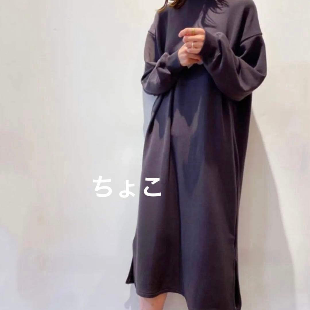 新品♡レア♡ジェラートピケ ロゴスウェットドレス チャコールグレー