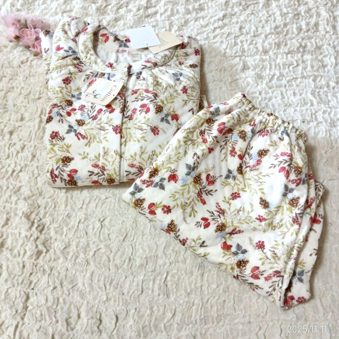 新品　ナルエー　裏綿接結(綿入り)厚手ホーリーベリーシャツ　パジャマ