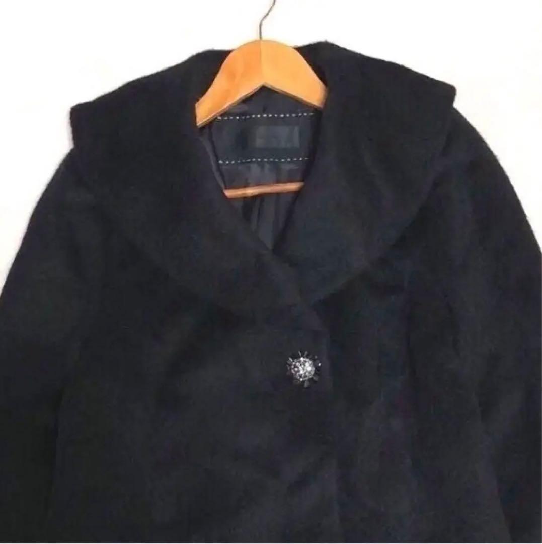 TO BE CHIC アルパカ混ウールビジュー付ロングコート希少 黒ブラック40