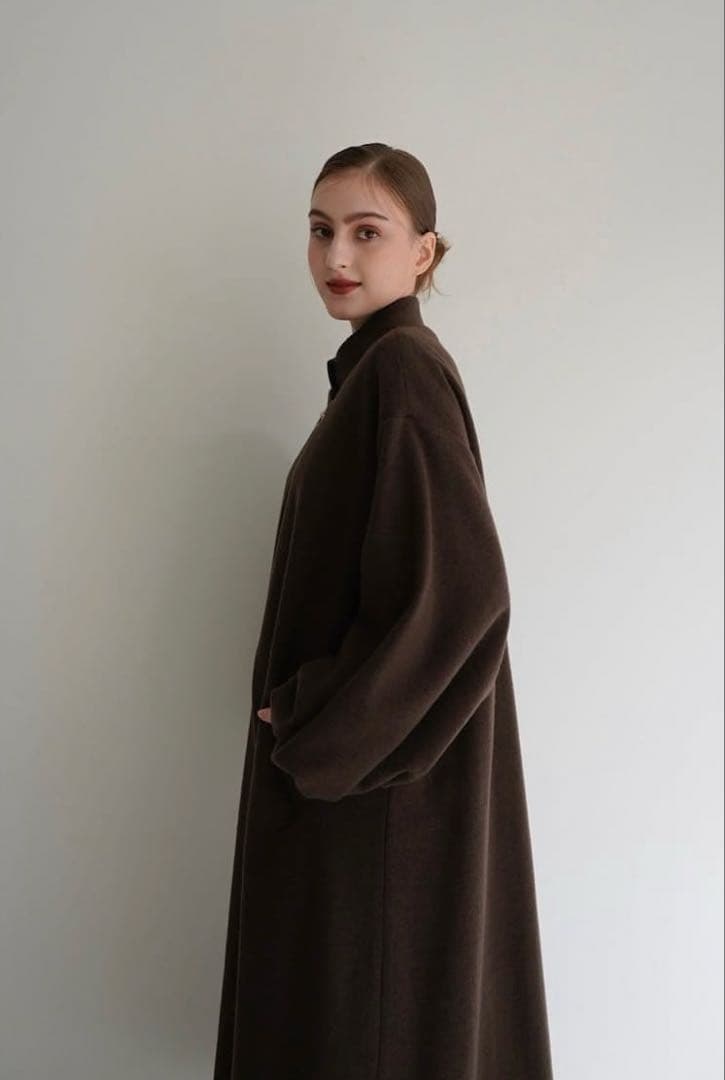 ジャケット・アウター Acka stand collar wool coat(brown)
