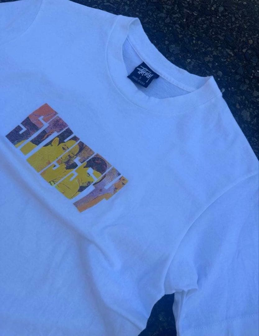 《希少》 old stussy tシャツ usa製 紺タグ 短丈 y2k アート