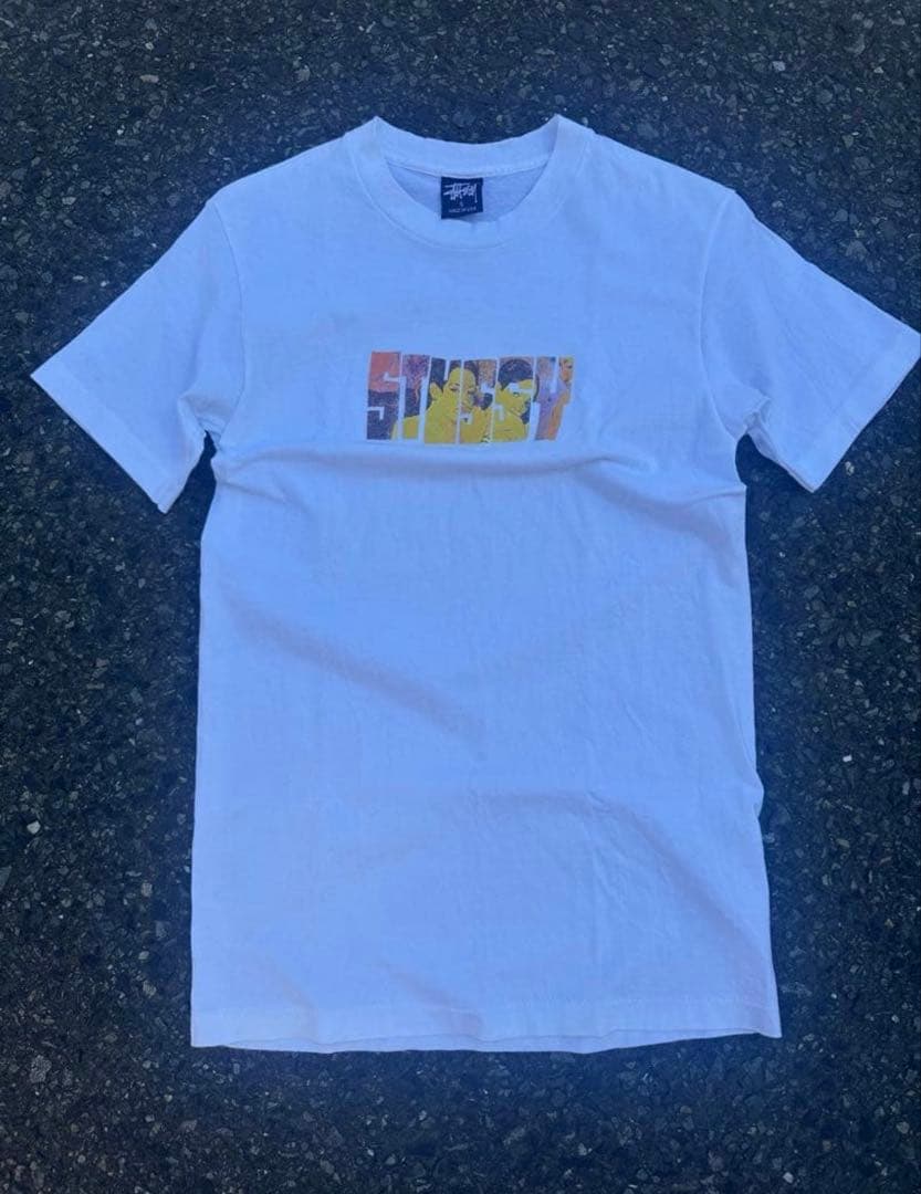 《希少》 old stussy tシャツ usa製 紺タグ 短丈 y2k アート