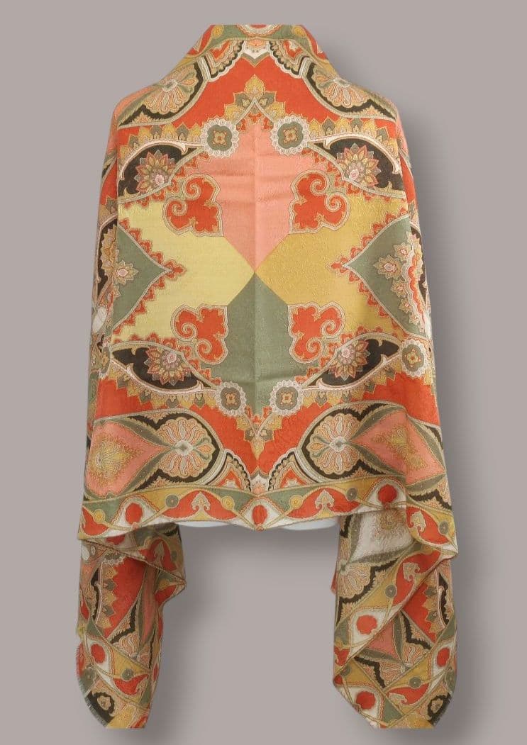 極美品　ETRO　ストール　ショール　ウール／シルク　ITALY　オリエンタル柄