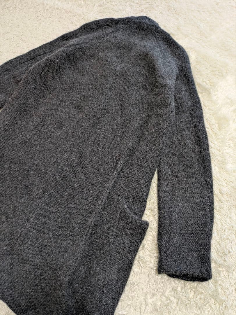 デヴォア カシミヤ100% ロング カーディガン L グレー フルジップ