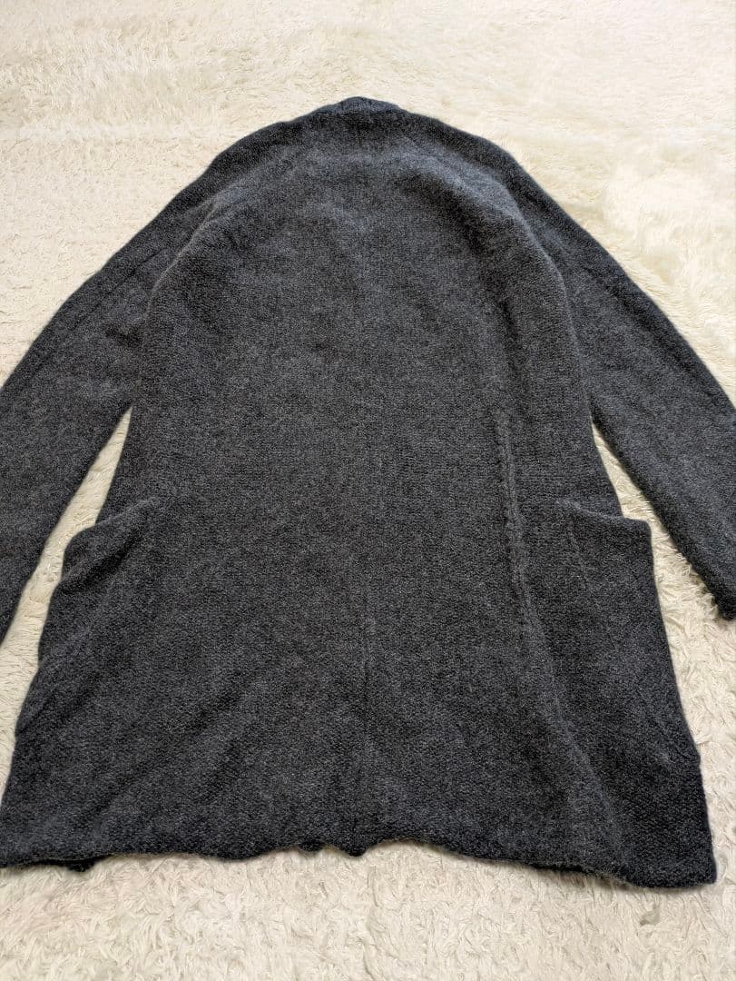 デヴォア カシミヤ100% ロング カーディガン L グレー フルジップ