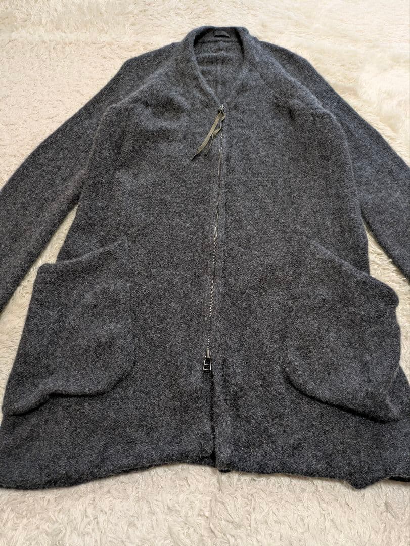 デヴォア カシミヤ100% ロング カーディガン L グレー フルジップ