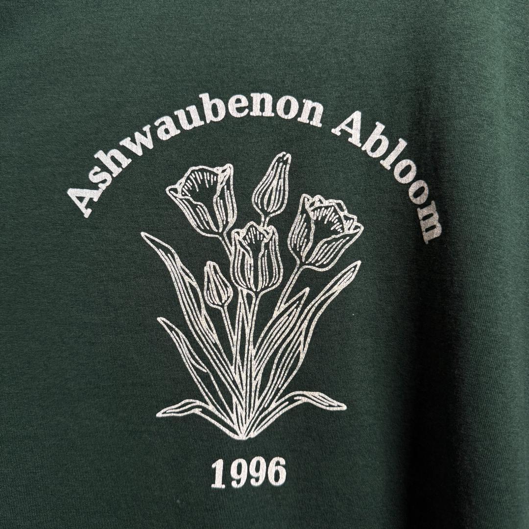 90s USA製 花 プリント Tシャツ グリーン L K04