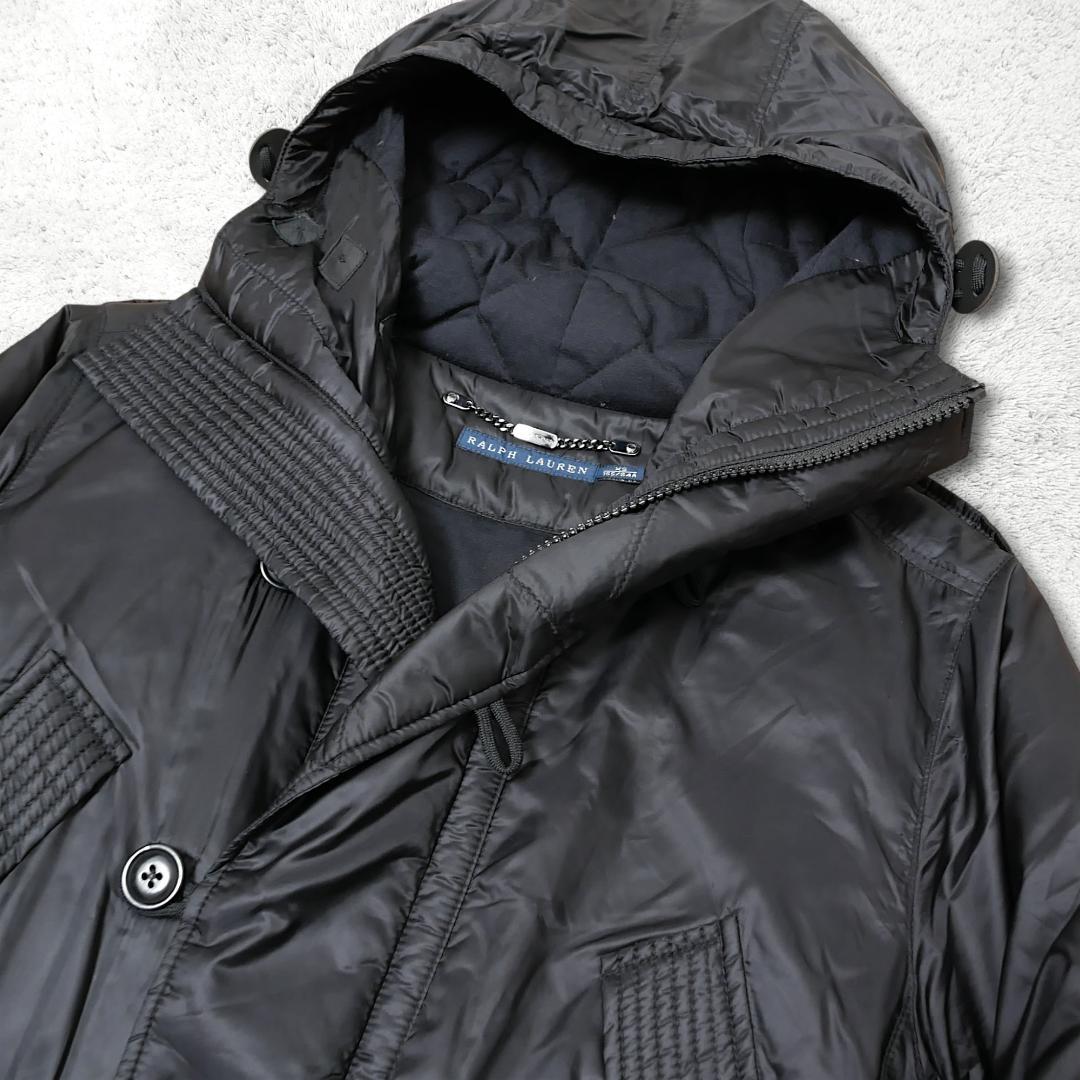 美品【ラルフローレン】ロングダウンコート モッズコート XS ブラック 本革