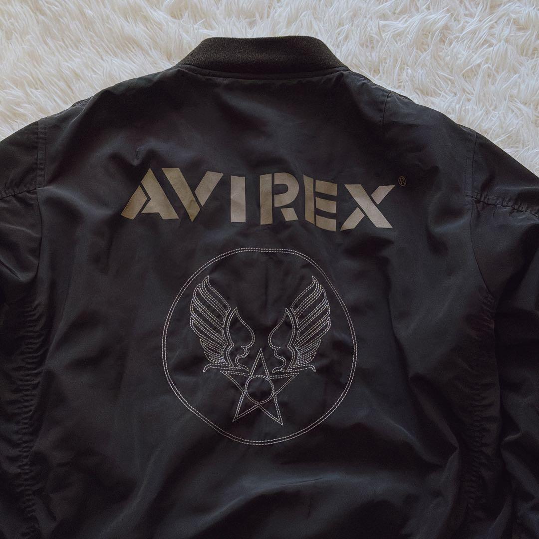 XLサイズ AVIREX 中綿入り MA-1 バックロゴ フライトジャケット 黒