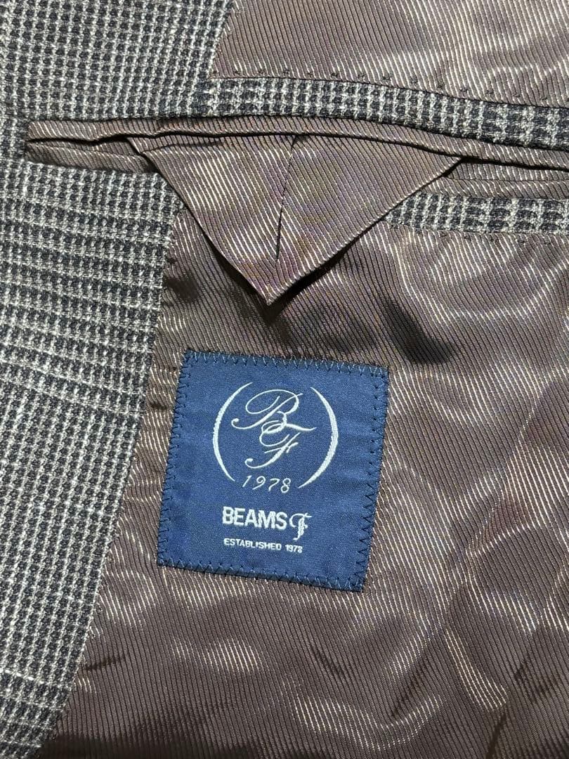 BEAMS F／ミックスファブリック グレンチェック ジャケット