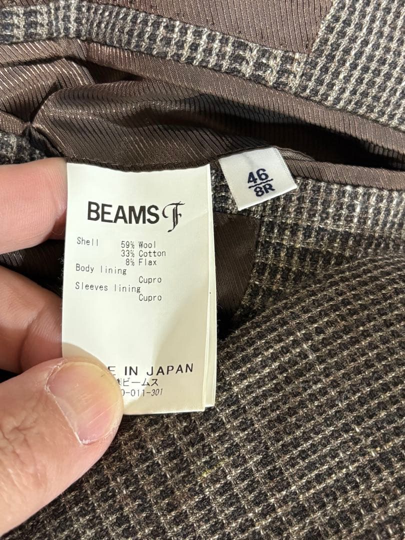 BEAMS F／ミックスファブリック グレンチェック ジャケット