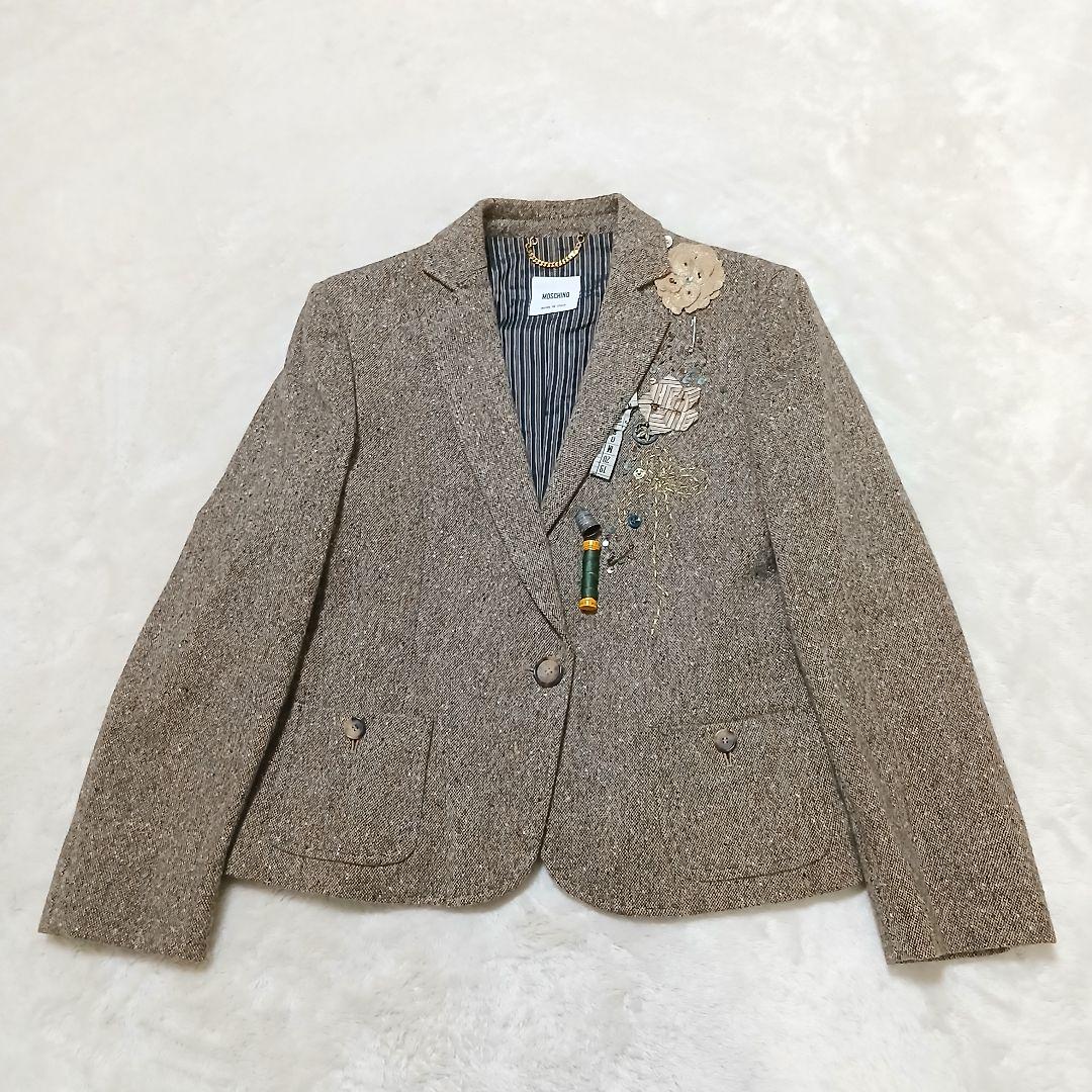 【極美品/希少】MOSCHINO メイドツール ツイードテーラードジャケット