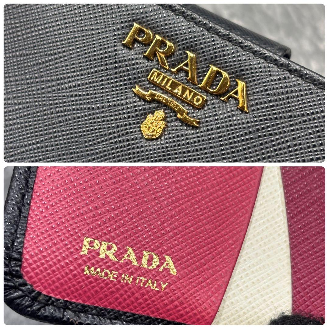 美品✨マルチカラー✨PRADA ミニ財布 エル字　サフィアーノ