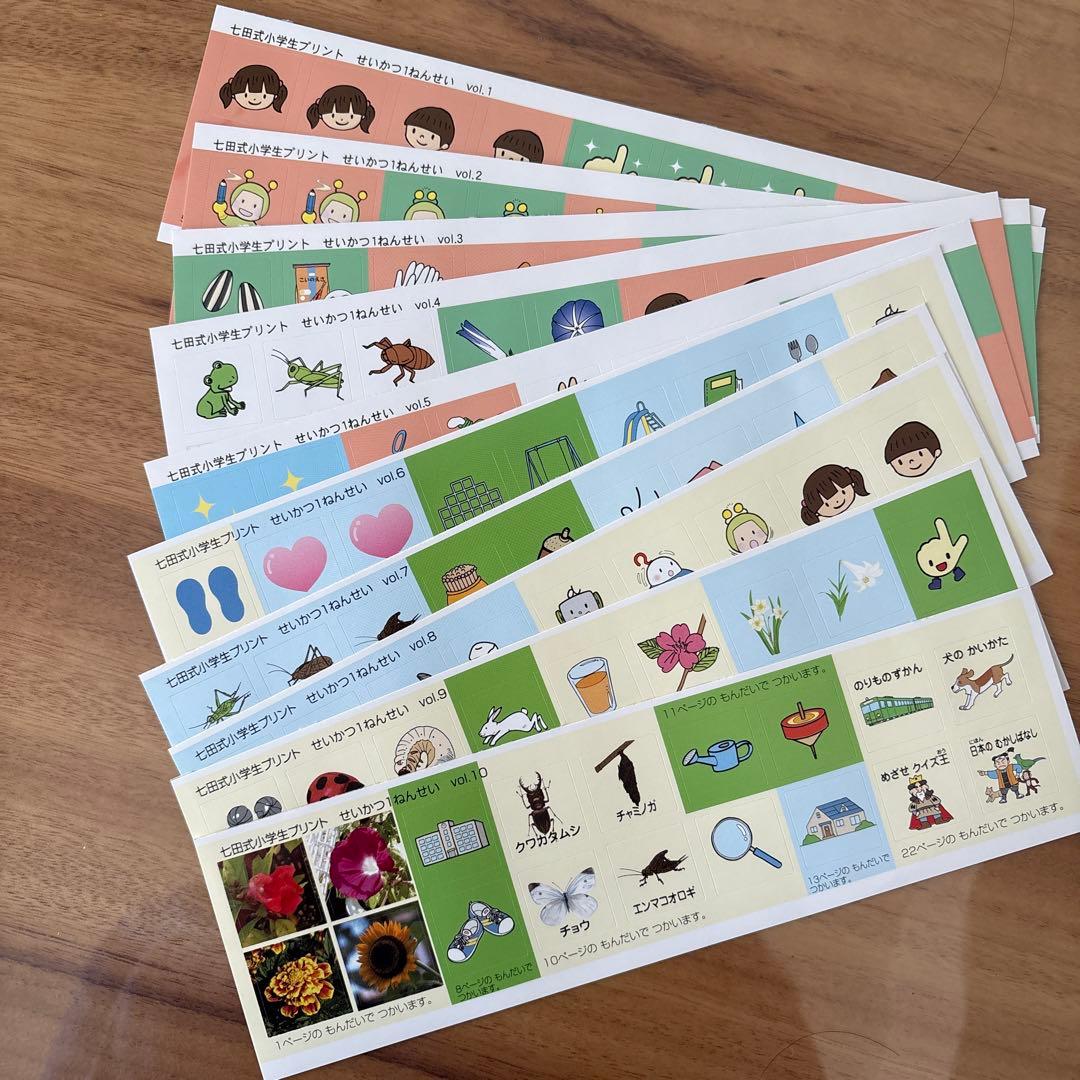 七田式 小学生プリント 4科目セット 国語 算数 英語 生活 未記入切り離し済み