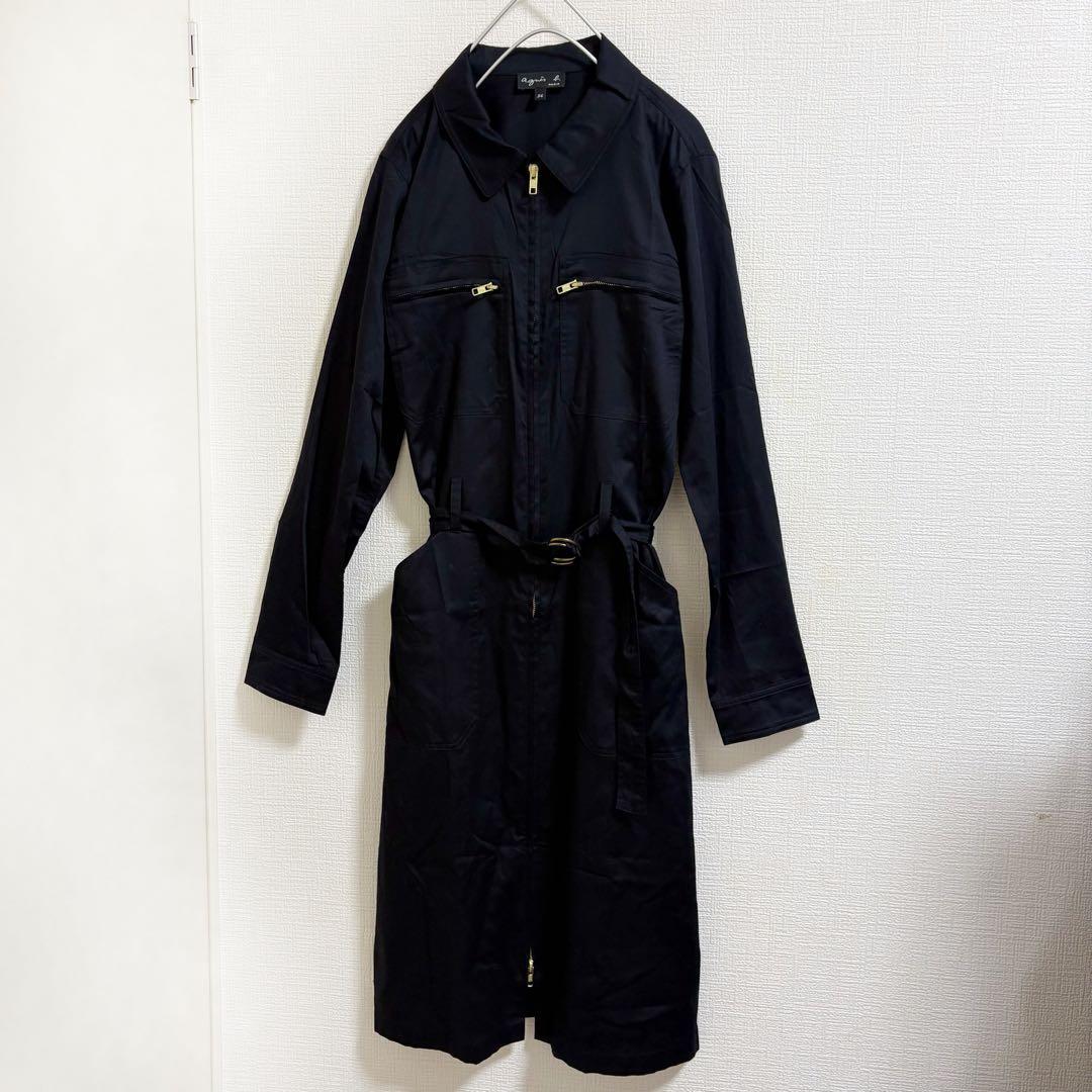 アニエスベー　ワンピース　コットン　黒　ゴールド　YKK ジップアップ