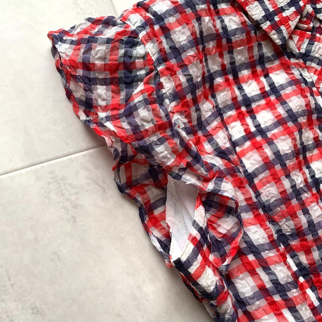 近年♡美品♡ルネ TISSUE チェック シャツワンピース リボン フリル 38