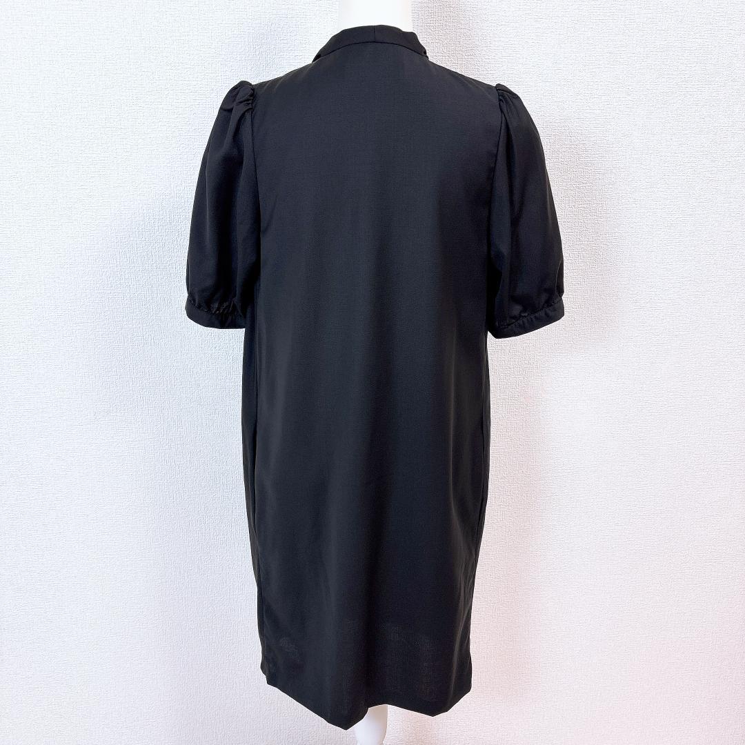 【美品】PAUL＆JOE 五分袖ドレスワンピース ドレープ 38 無ブラック