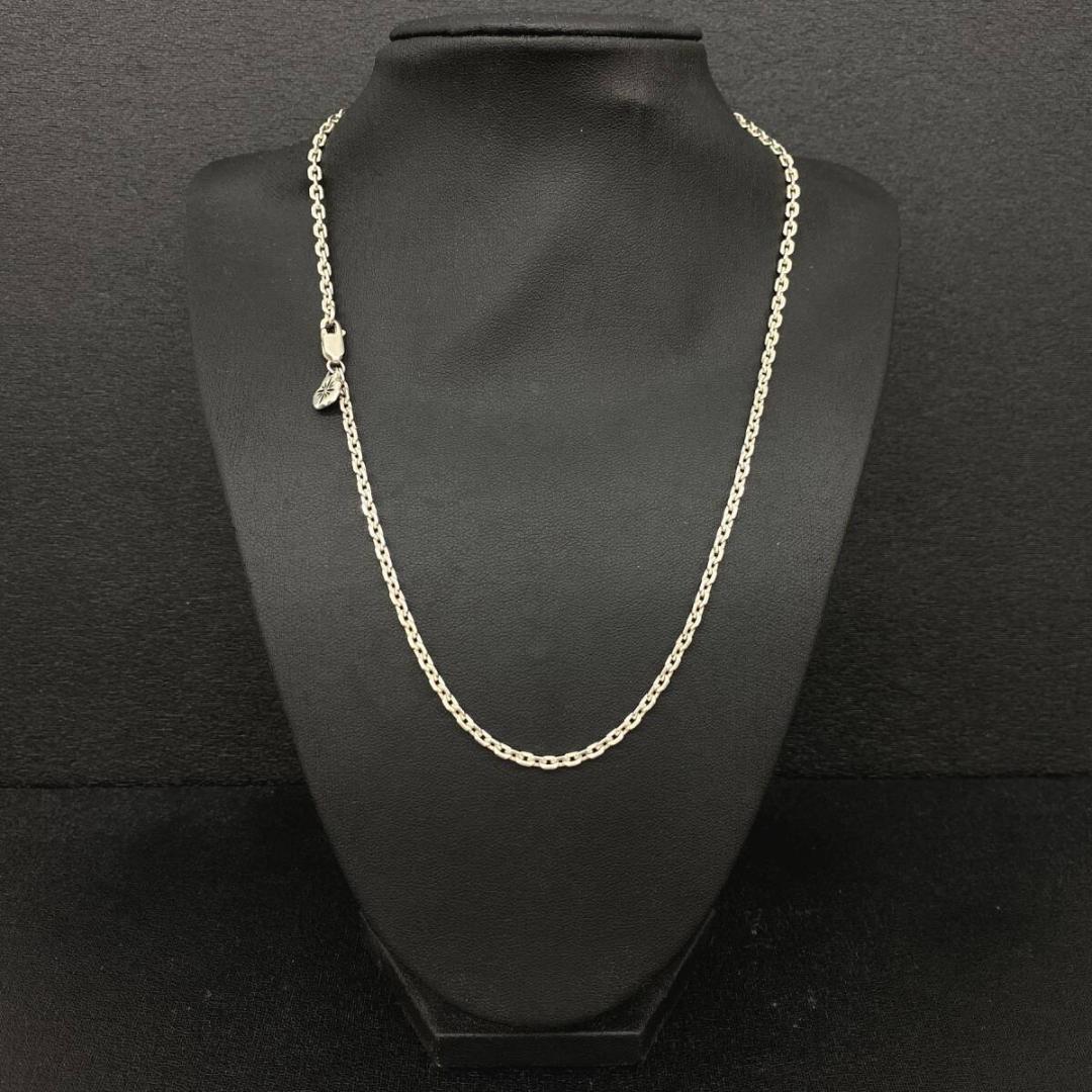 SAAD シルバー 3mm 細角 あずき チェーン ネックレス 47cm