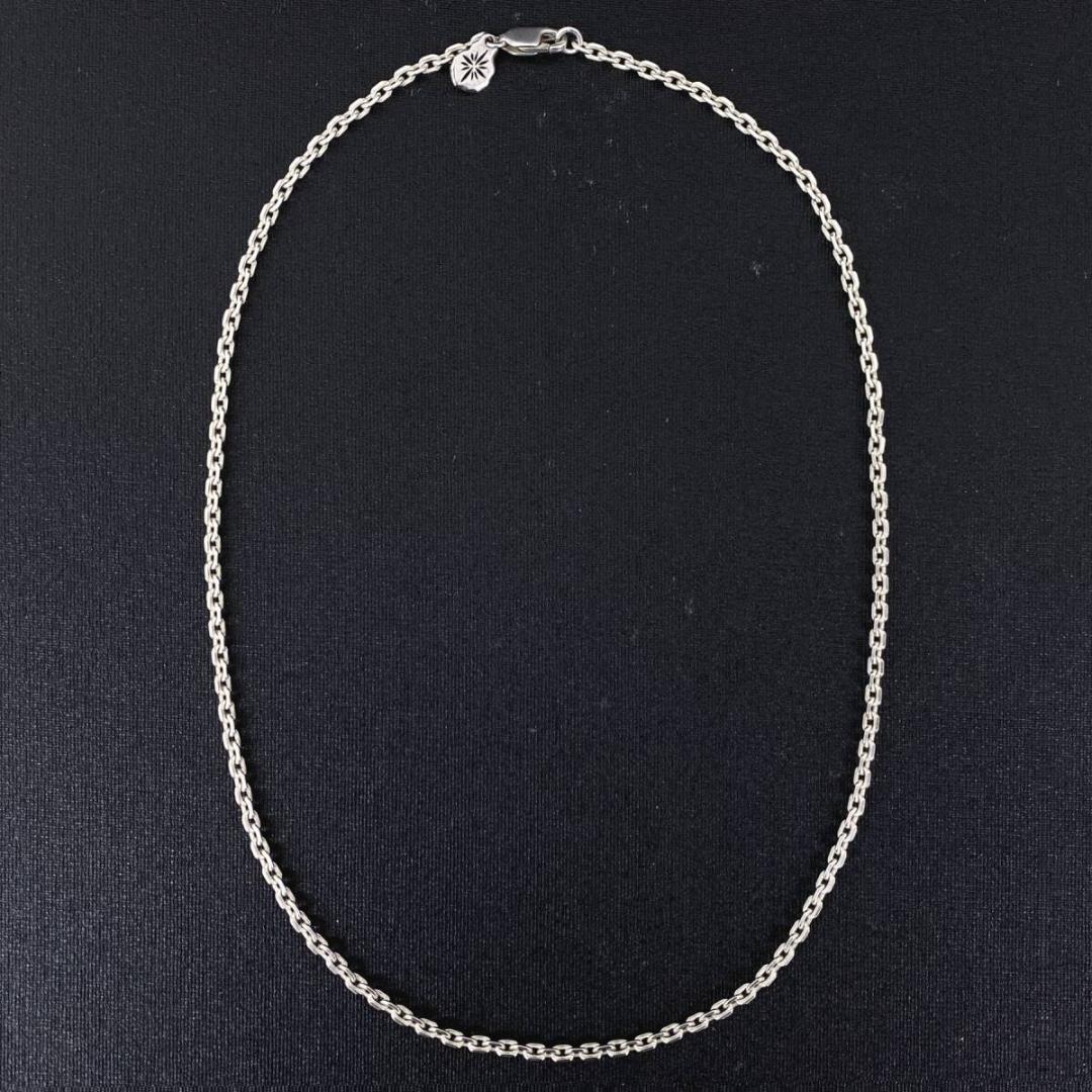 SAAD シルバー 3mm 細角 あずき チェーン ネックレス 47cm