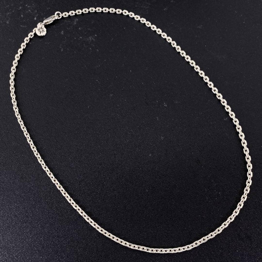 SAAD シルバー 3mm 細角 あずき チェーン ネックレス 47cm