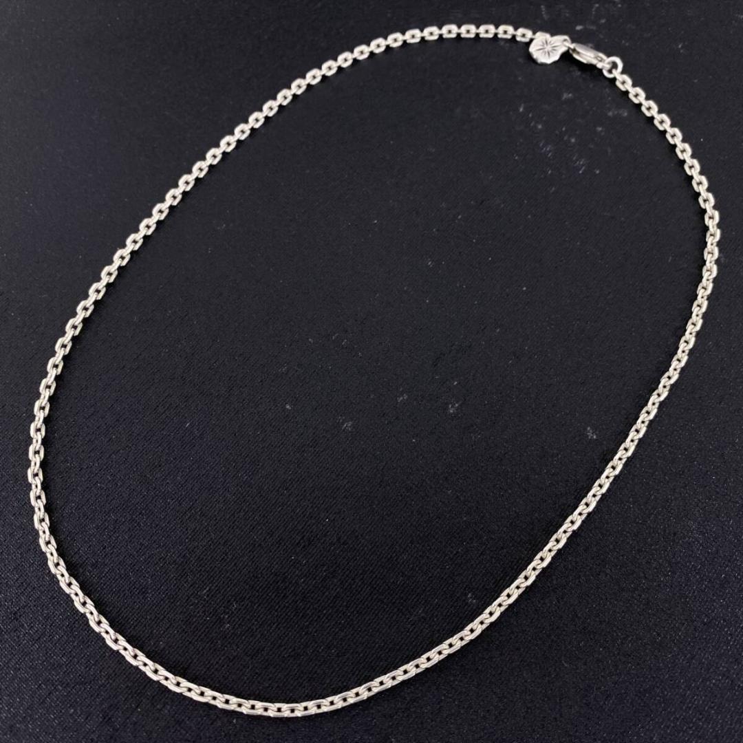 SAAD シルバー 3mm 細角 あずき チェーン ネックレス 47cm