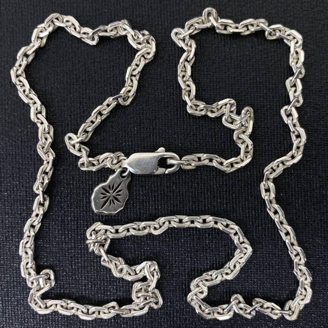 SAAD シルバー 3mm 細角 あずき チェーン ネックレス 47cm