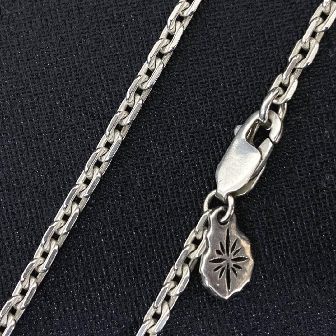 SAAD シルバー 3mm 細角 あずき チェーン ネックレス 47cm