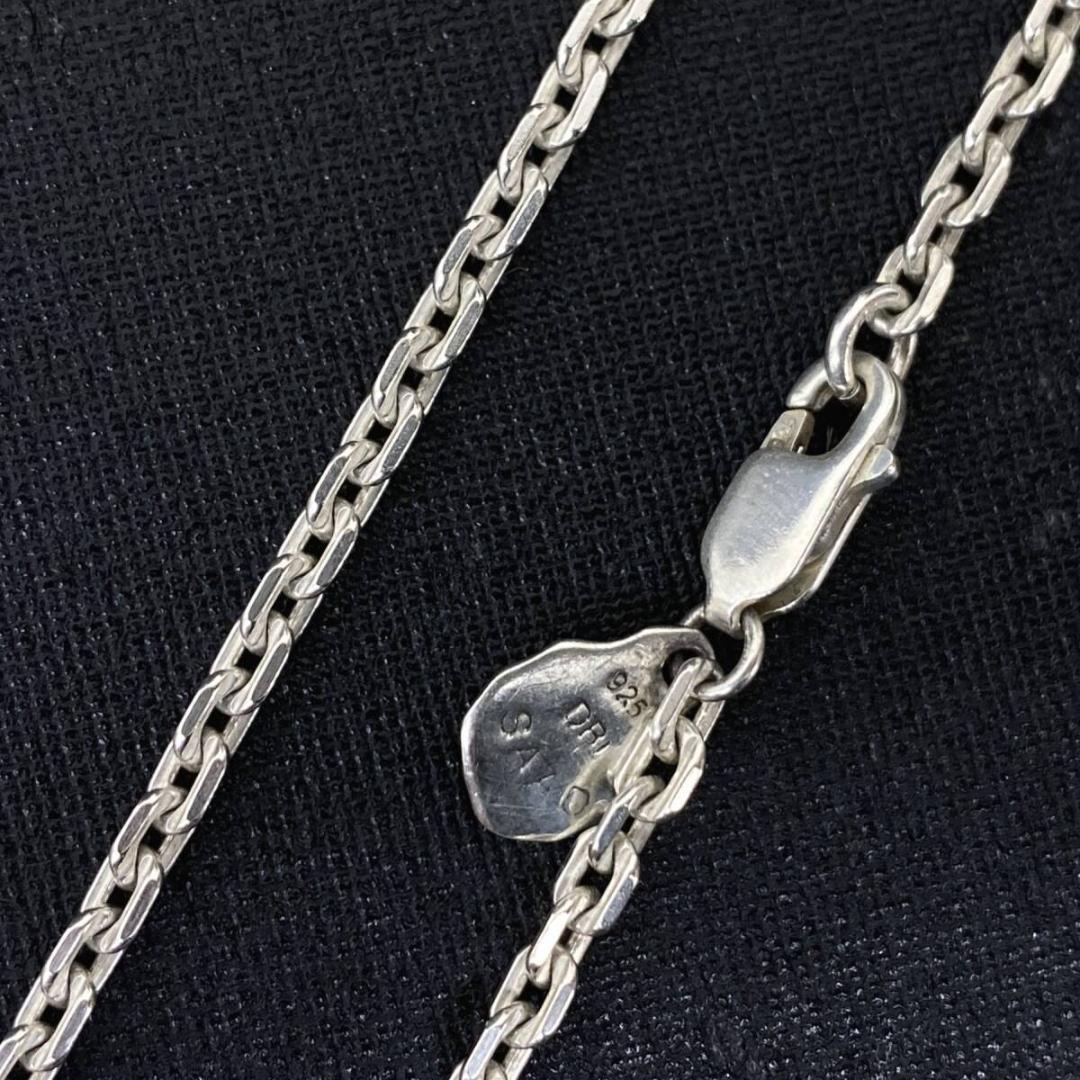 SAAD シルバー 3mm 細角 あずき チェーン ネックレス 47cm