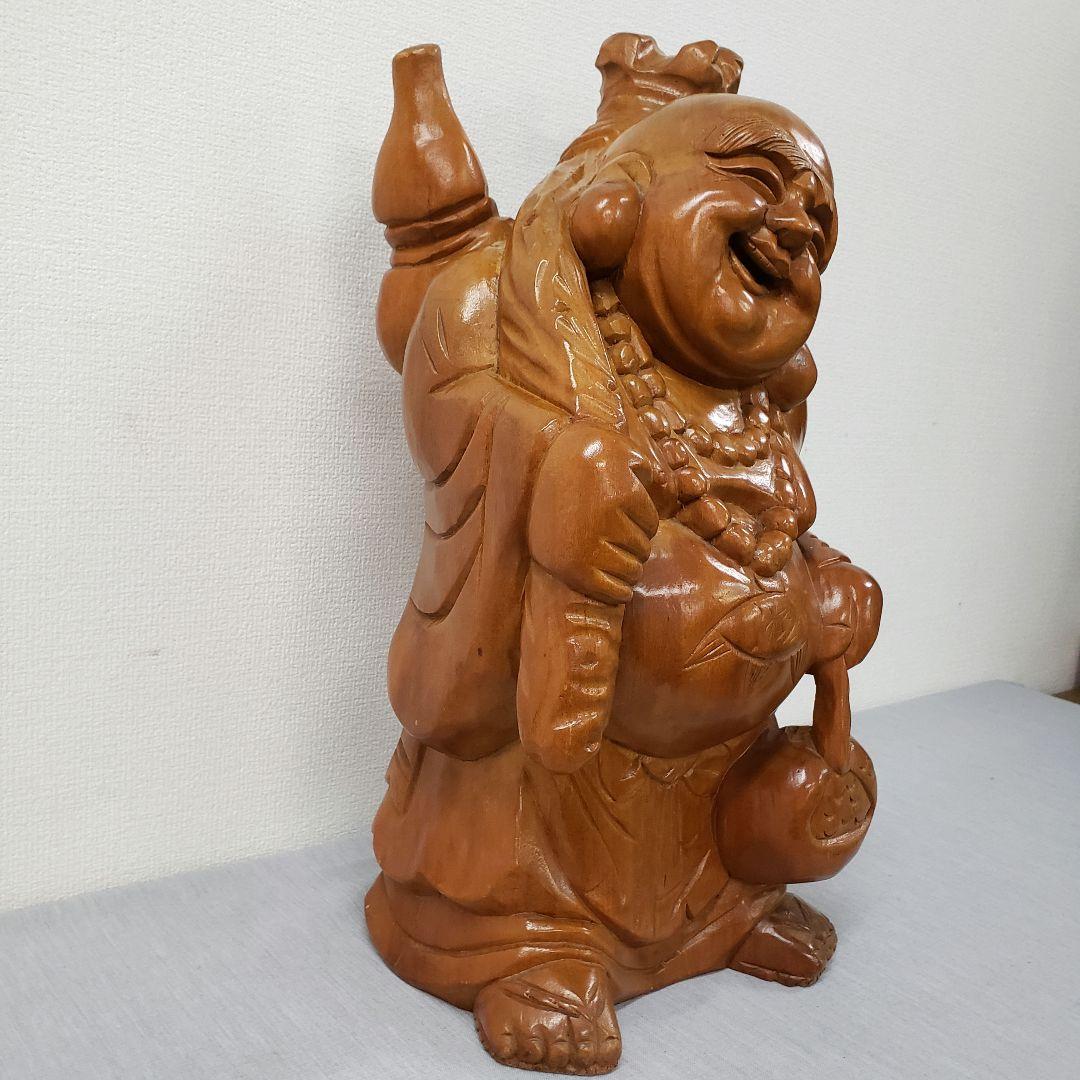木彫り 布袋様 七福神 置物 金運 招運 開運 商売繁盛 縁起物