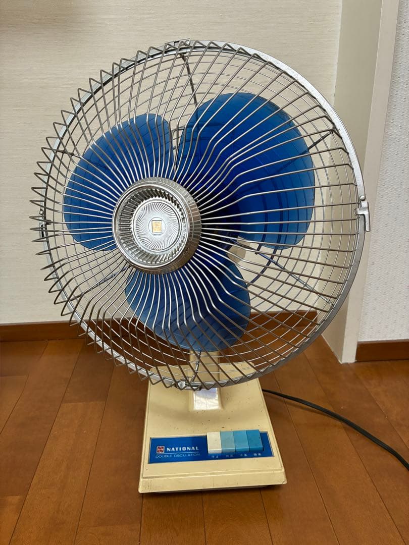 昭和レトロ National 扇風機 青羽根 ダブル首振り 動作品