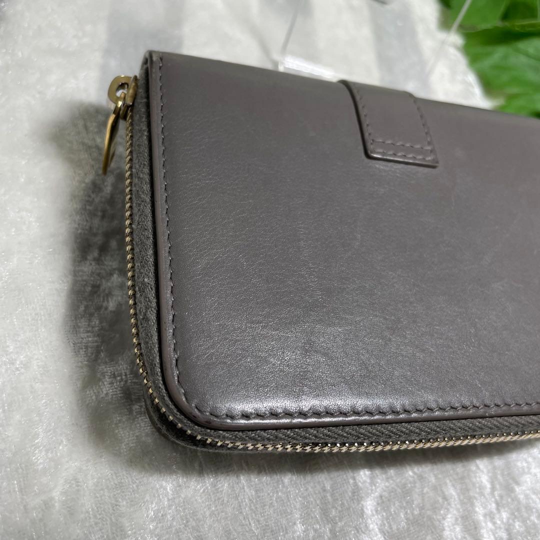 サンローラン 二つ折り財布 ラウンドジップ カサンドラ グレー YSL