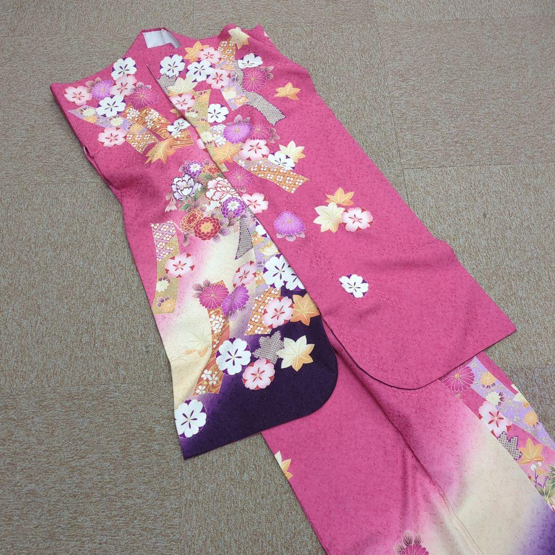 振袖 ピンクと紫の花柄　Lサイズ