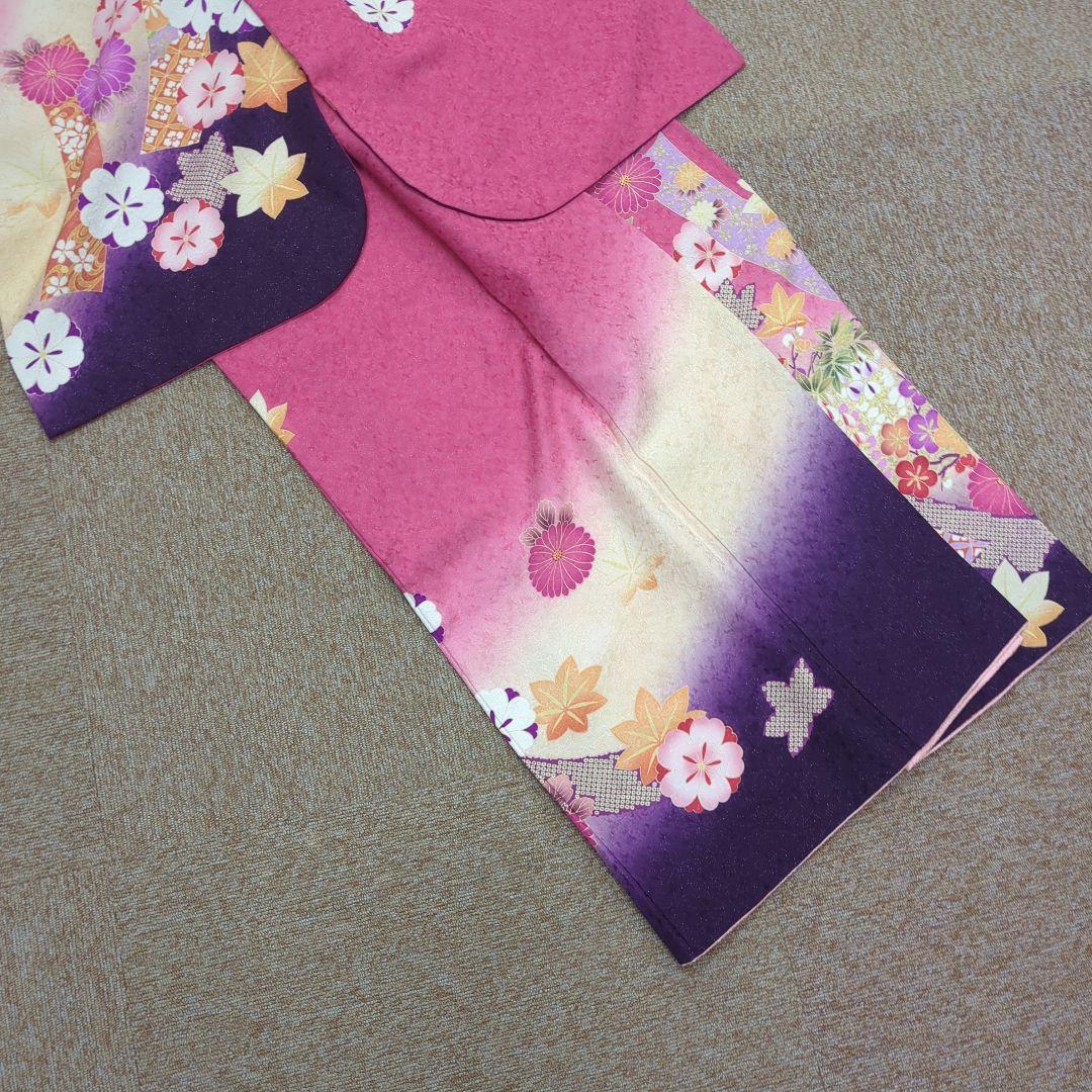 振袖 ピンクと紫の花柄　Lサイズ