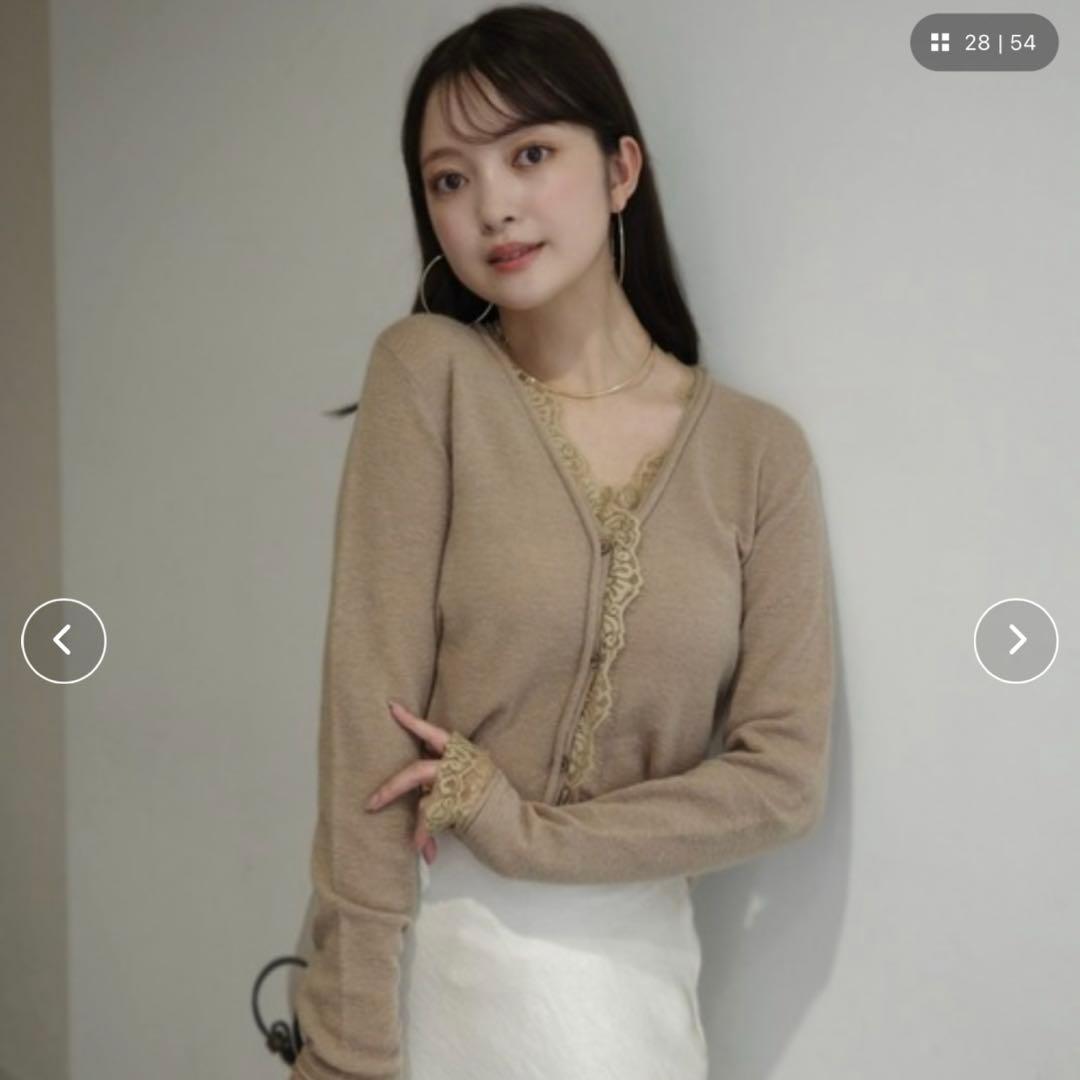 (24時間以内）anuans 【ZOZO限定】アイラッシュレーストリミングニット