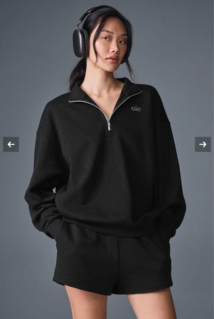 alo Accolade 1/4 Zip Pullover ブラック