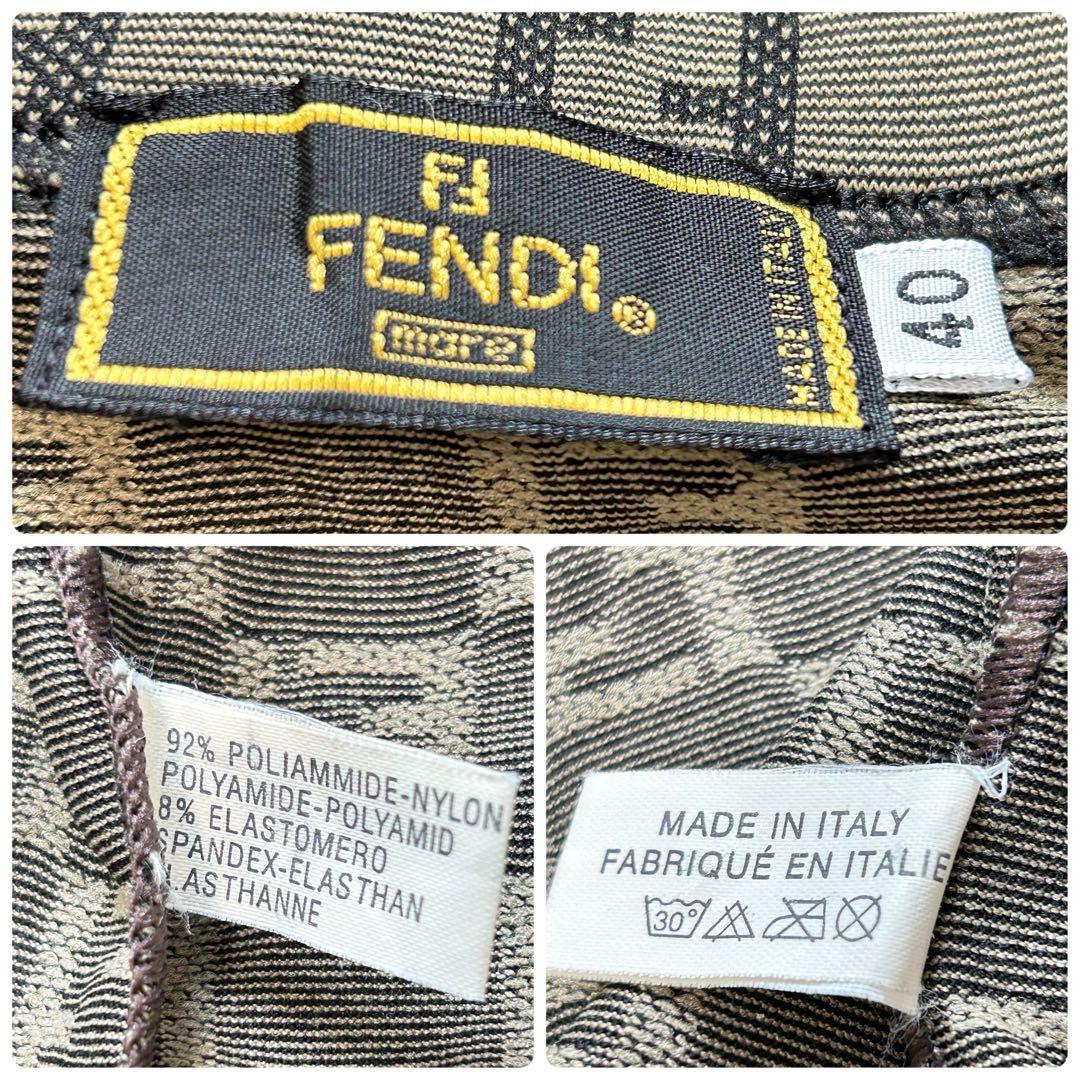 美品 FENDI ズッカ柄 半袖トップス Vネック ストレッチ 40