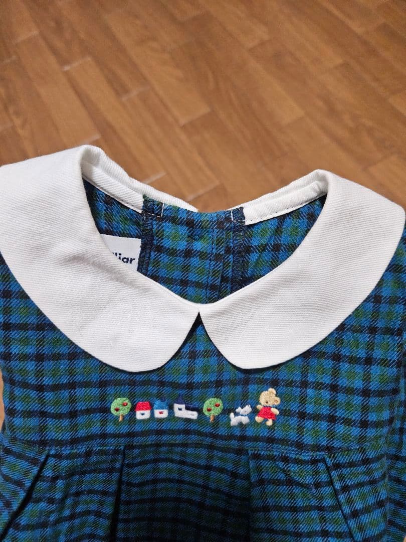 現行品　ファミリア　チェック　ワンピース　80　襟付きワンピース