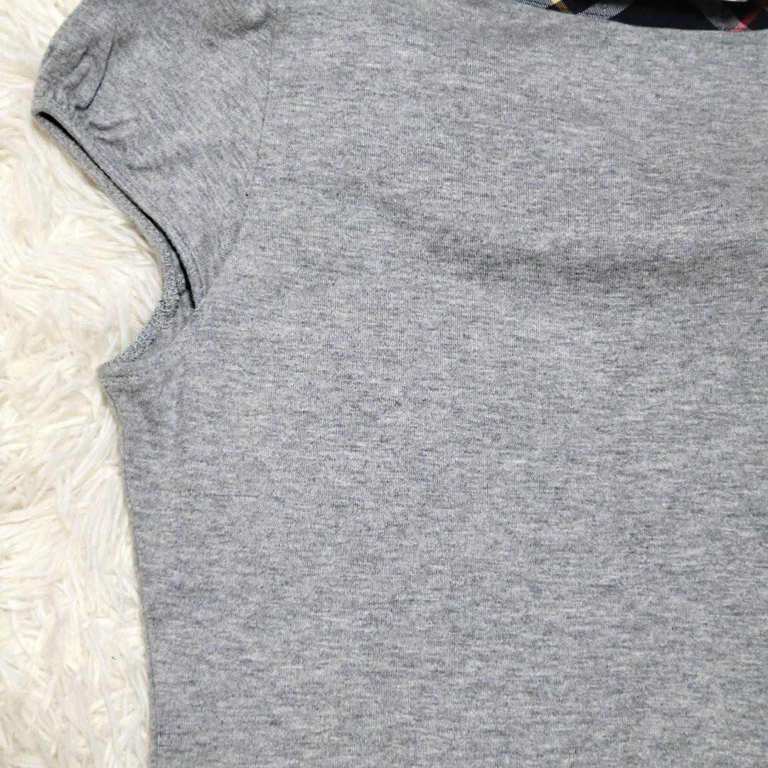 【匿名配送】BURBERRY　半袖ロゴカットソー　ノバチェック　グレー　M