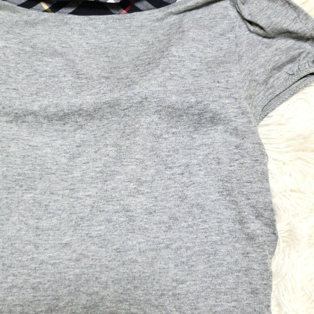 【匿名配送】BURBERRY　半袖ロゴカットソー　ノバチェック　グレー　M