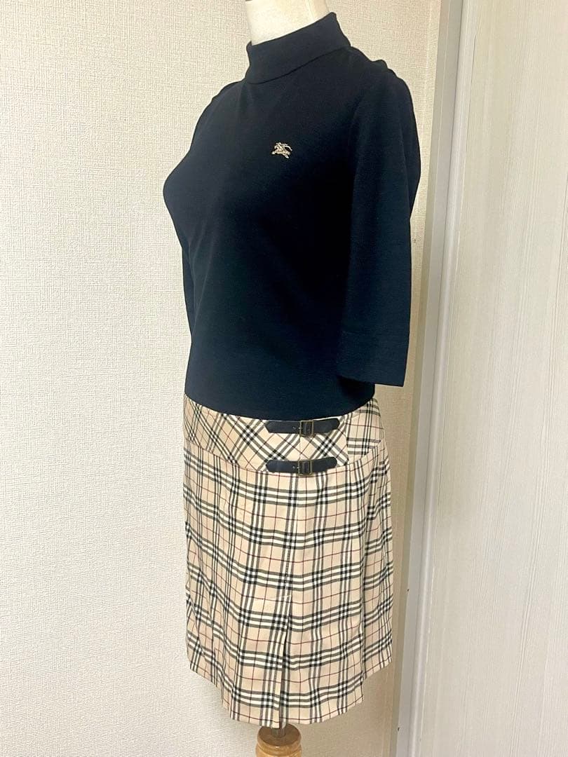 美品 バーバリー ブルーレーベル ドッキング ワンピ ホースロゴ　ノバチェック