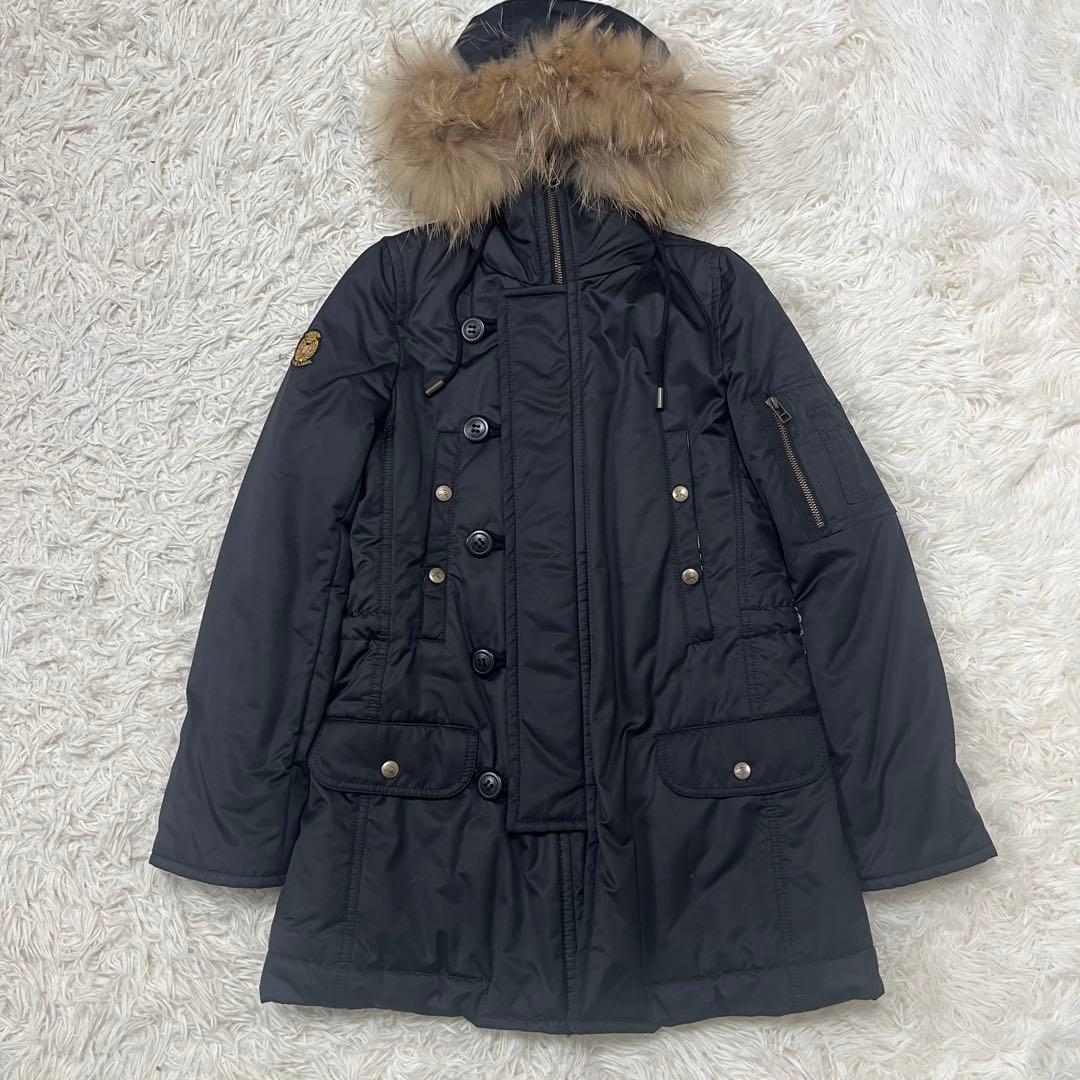 極美品 バーバリーブルーレーベル 中綿コート ラクーンファー ノバチェック 36