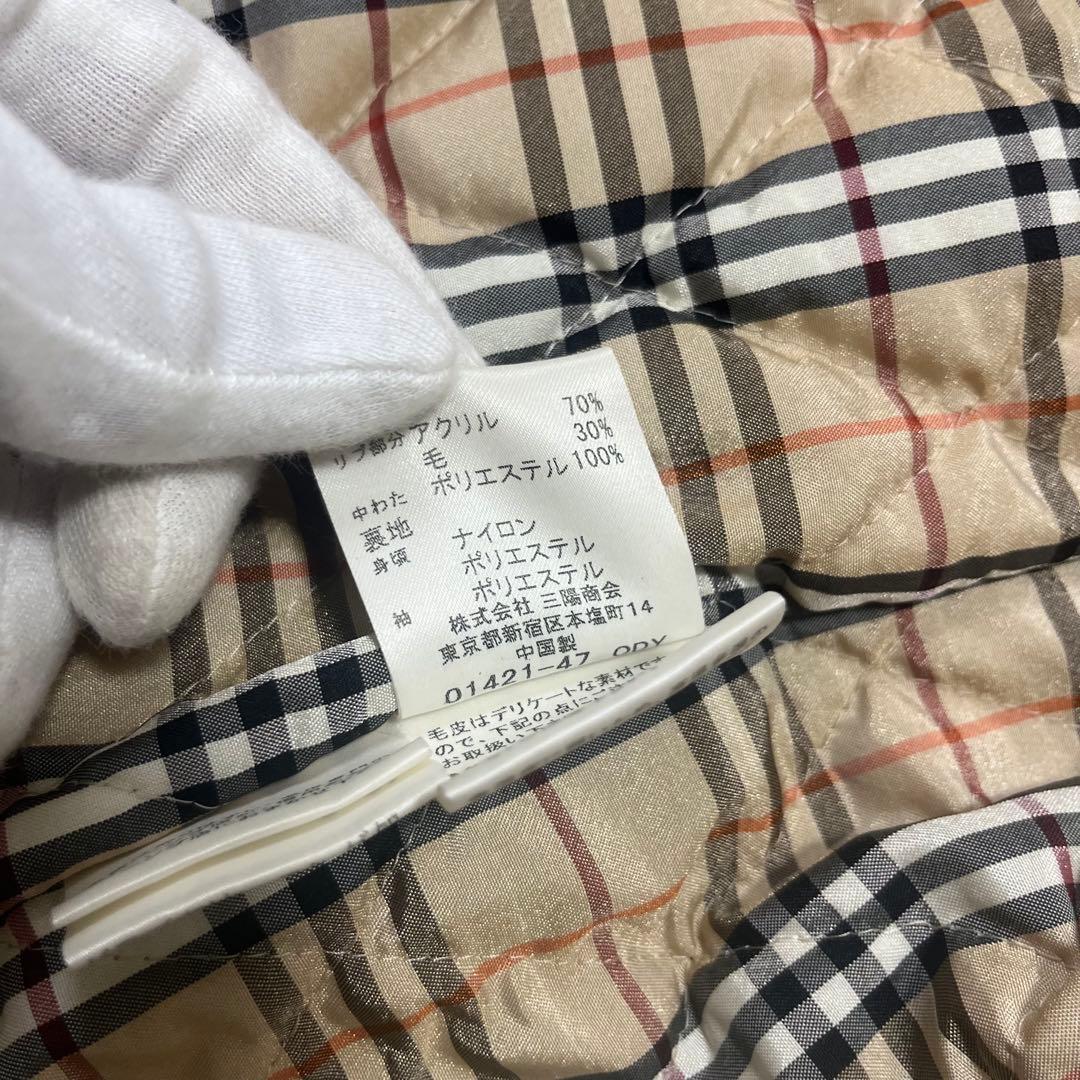 極美品 バーバリーブルーレーベル 中綿コート ラクーンファー ノバチェック 36