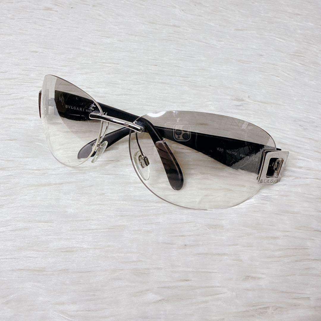 小物 BVLGARI rimless silver logo sunglasses