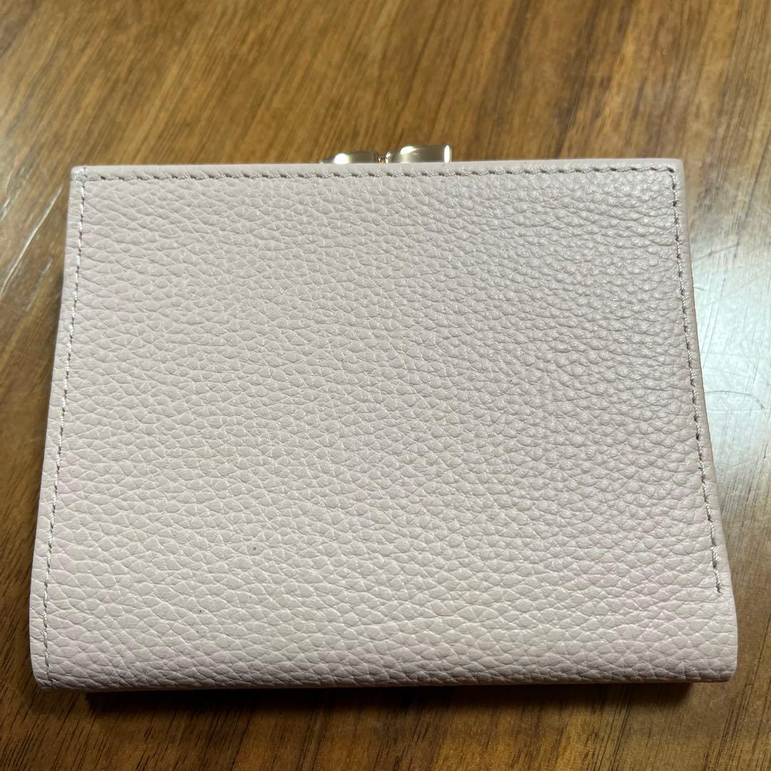 皇居限定　がま口財布　二つ折り財布　薄ピンク レザー
