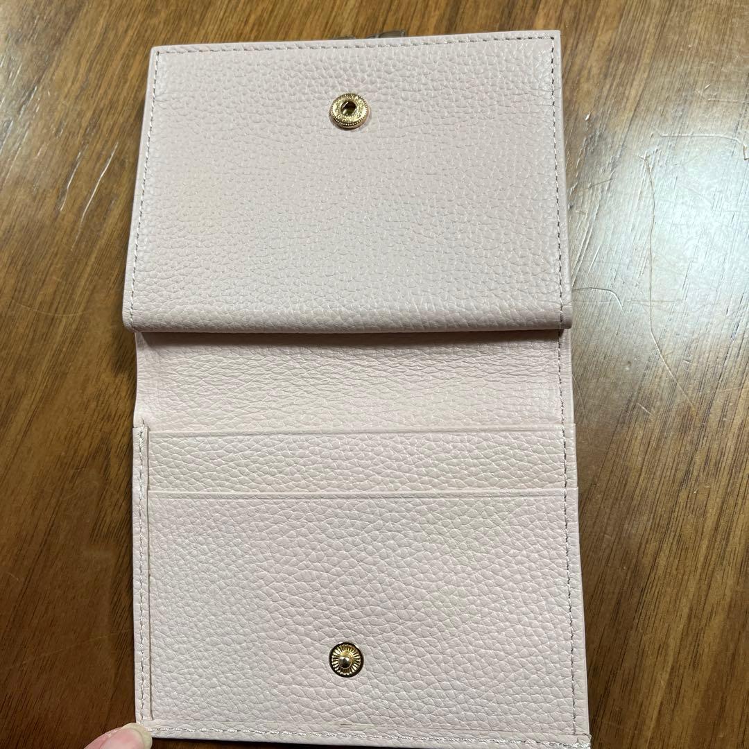 皇居限定　がま口財布　二つ折り財布　薄ピンク レザー