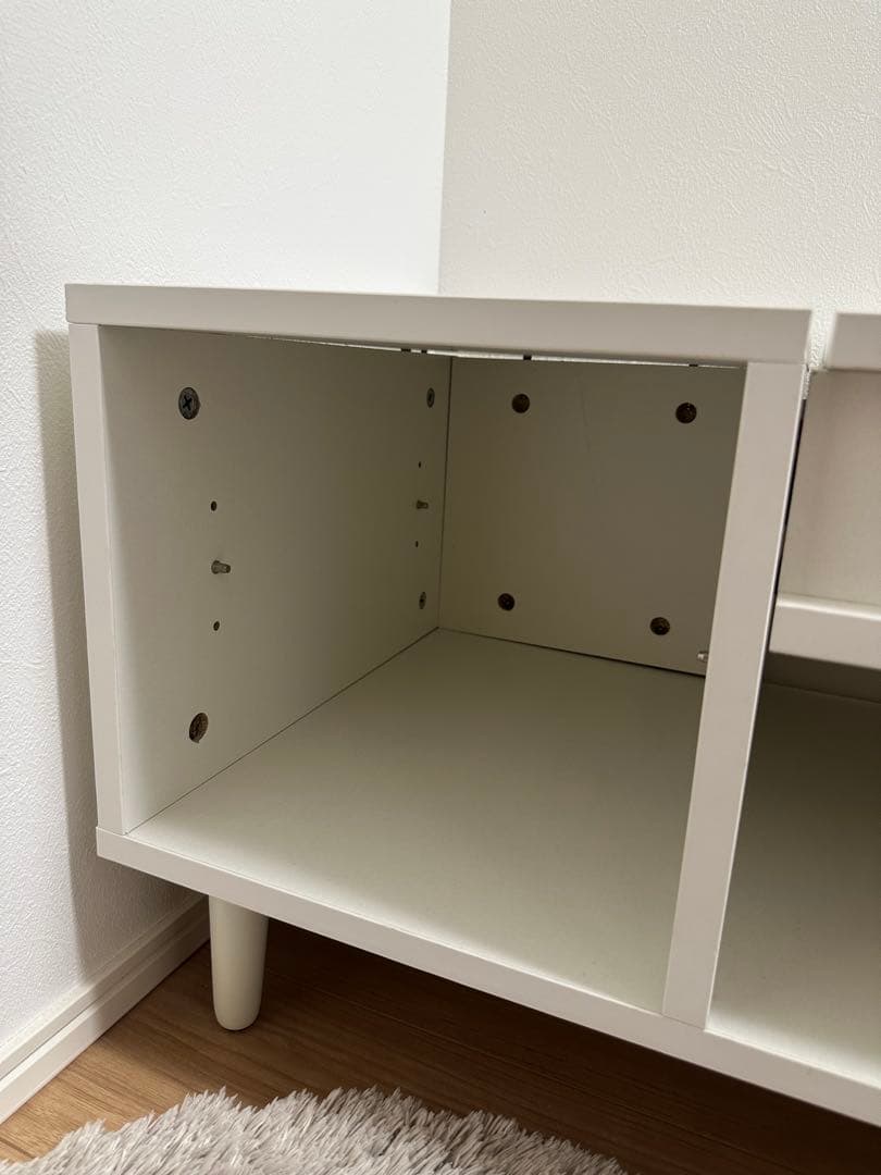 ホワイトドレッサー 85cm 可動式ミラー